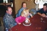 Rob, Sarah, Angela and Joe watching the cake