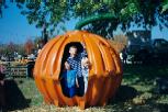 Kids in their new pumpkin house